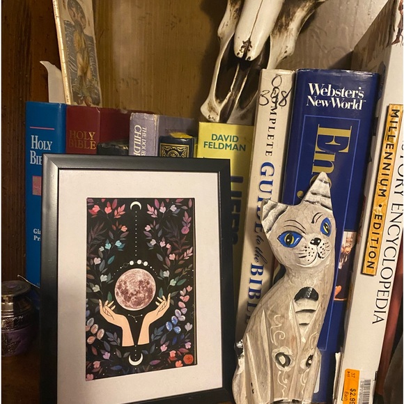 Beautiful matted, wild flower, moon, artist, print, framed. 🌙💐 - Picture 1 of 4
